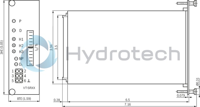 technical illustration-R978033241-Voltage input Controller for valve flow Enable input Output stage with dither signal Measuring instrument for valve flow display Reverse polarity protection for the operating voltage
