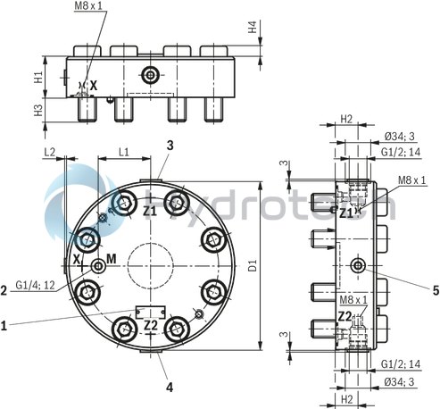 technical illustration-R900938244-Size 63, symbol G, hydraulically actuated