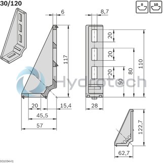 technical illustration-30X120 BRACKET-Bracket (standard) 30x120