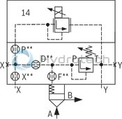 technical illustration-R900912801-Size 32, manual maximum pressure adjustment with electrically proportional pressure adjustment, with mounting surface ISO4401