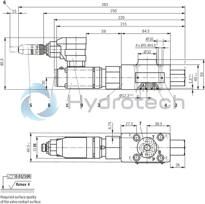 technical illustration-R901319104-Size 6, P &rarr; A, electrical with integrated electronics, 24 VDC