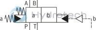 technical illustration-R901407515-Type of actuation: pneumatic-hydraulic For subplate mounting Porting pattern according to ISO&nbsp;4401 Subplates according to data sheets 45054 to 45060 (separate order) Spring centering, spring end position or hydraulic end position Optional auxiliary operating device Switching time adjustment, optional Preload valve in channel P of the main valve, optional Stroke setting at main spool, optional Stroke setting and/or end position control, optional Inductive position switch and proximity sensors (contactless)