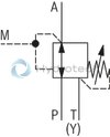 technical illustration-R900432949-For subplate mounting Porting pattern according to DIN 24340 form A Porting pattern according to ISO&nbsp;4401-03-02-0-05 (with locating hole) 4 optional adjustment types:&bull; Rotary knob&bull; Threaded pin with hexagon and protective cap&bull; Lockable rotary knob with scale&bull; Rotary knob with scale 5 pressure ratings Check valve, optional