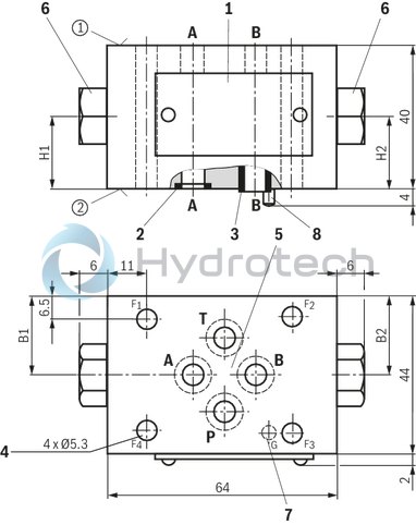 technical illustration-R901085992-Size 6, A1 → A2, B1 → B2, mechanically actuated