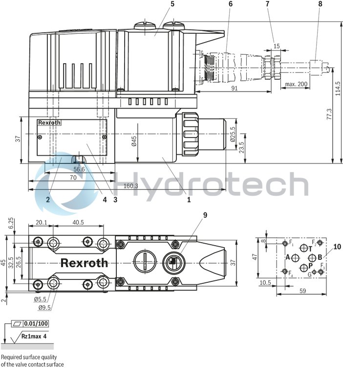 technical illustration-R901389528-Size 6, P &rarr; T, electrical with integrated electronics, 24 V DC