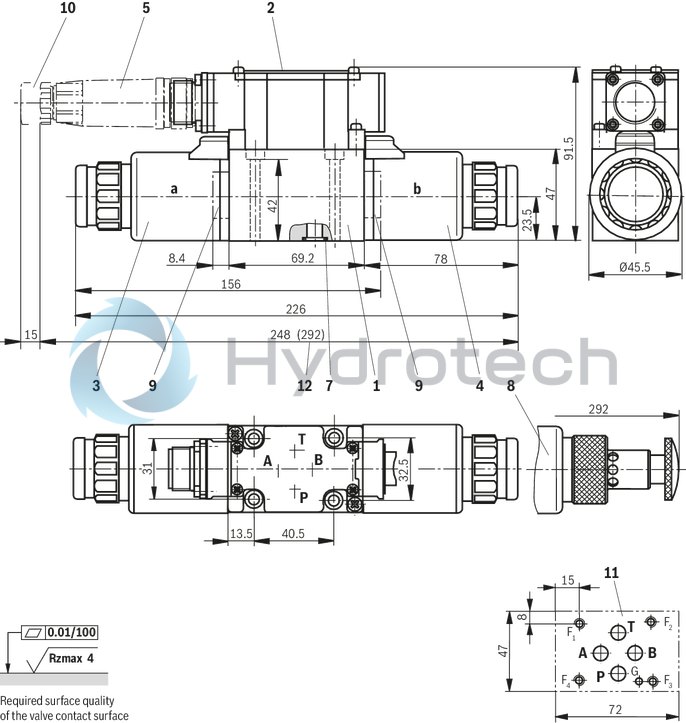 technical illustration-R900929529-Size 6, P → A, P → B / A → T, B → T, electrical with external electronics, 24 V DC