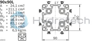 technical illustration-90X90,STRUT-Strut profile 90x90L, 6xL=6070mm