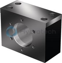 technical illustration-R252220001-Single nut with flange with recirculation caps FEP-E-S, size 25 x 25R x 3.5 - 4.8