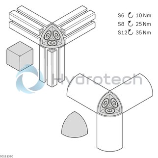 technical illustration-CAP COVER-Cover cap corner bracket (ball) R45x45, signal gray