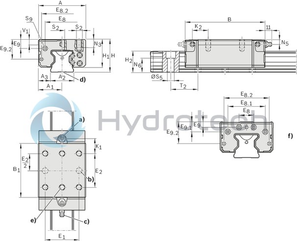 technical illustration-R18224392A-Roller Runner Block , SNS, Size 45, Steel CS, Accuracy Ultra Precision, High Preload