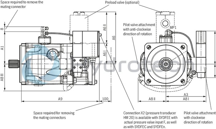 technical illustration-R901135309-Pump A10VSO BR32 with analog OBE