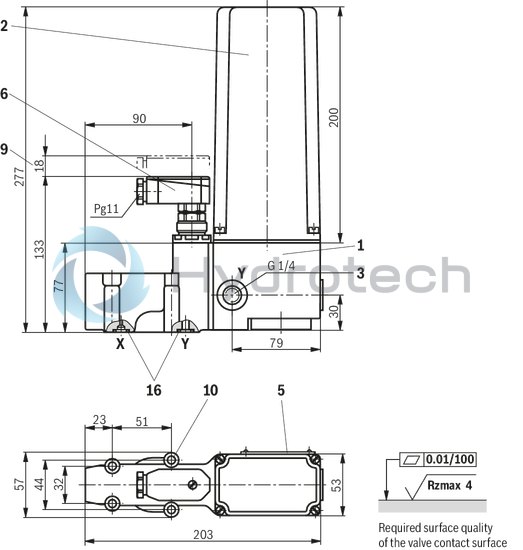 technical illustration-R900588495-Size , X &rarr; Y, electrical with external amplifier,