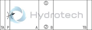 technical illustration-R901162976-Sandwich plate valve Porting pattern according to ISO&nbsp;4401-05-04-0-05 For limiting the main or pilot flow of two consumer ports Adjustment type: Spindle with internal hexagon and scale