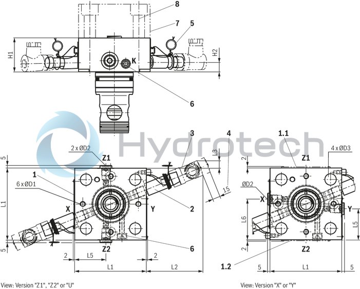 technical illustration-R901336219-Actively controllable 2/2 directional cartridge valve ("two-level active logics") Modular design, flexible circuit set-up Installation bore according to ISO&nbsp;7368 Energy efficiency due to flow-optimized geometry Leakage-free due to integrated shaft sealing Spool position monitoring &ldquo;closed&rdquo; and/or &ldquo;open&rdquo; or analog (can also be retrofitted) BG certification