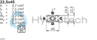 technical illustration-3842537812-Strut profile 22.5x45, 24xL=6070mm
