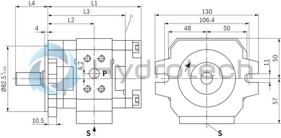 technical illustration-R900961556-Internal gear pump, size 11, pressure 350 bar for industrial applications, open circuit