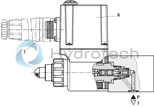 technical illustration-R901198613-Size 6, P → T, electrical with integrated electronics, 24 V DC