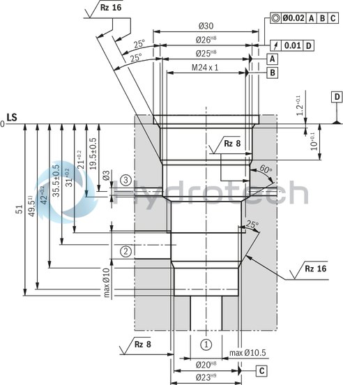 technical illustration-R900438134-Pressure reducing valve, pilot operated