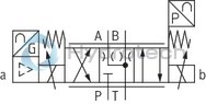 technical illustration-R901202350-Direct operated proportional directional valve with integrated digital control electronics for the pressure, force and flow control (Integrated Axis Controller IAC-P) Completely adjusted unit consisting of valve, pressure sensor(s) (optional), digital control electronics and field bus connection Operation by means of proportional solenoids with central thread and detachable coil Valve control spool, position-controlled Integrated pressure sensor plate (optional) For subplate mounting: Porting pattern according to ISO 4401 Analog interface for command and actual value Design for CAN bus with CANopen protocol DS 408 or Profibus-DP Quick commissioning via PC and WIN-PED 6 commissioning software