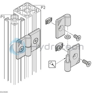 technical illustration-HINGE-Hinge, LIFTOFF right P1=40 P2=40