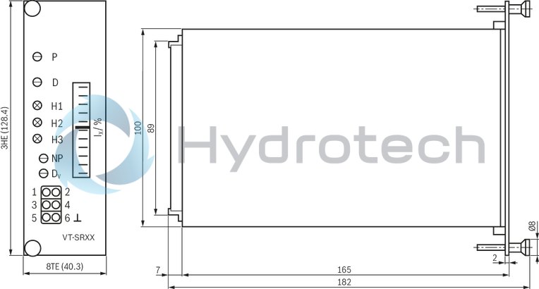 technical illustration-R978033241-Voltage input Controller for valve flow Enable input Output stage with dither signal Measuring instrument for valve flow display Reverse polarity protection for the operating voltage