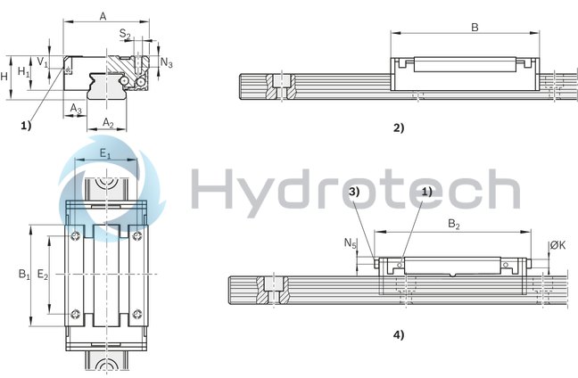 technical illustration-R044459301-Miniature ball runner block, SLS, size 15, Resist NRII, accuracy high, preload-free