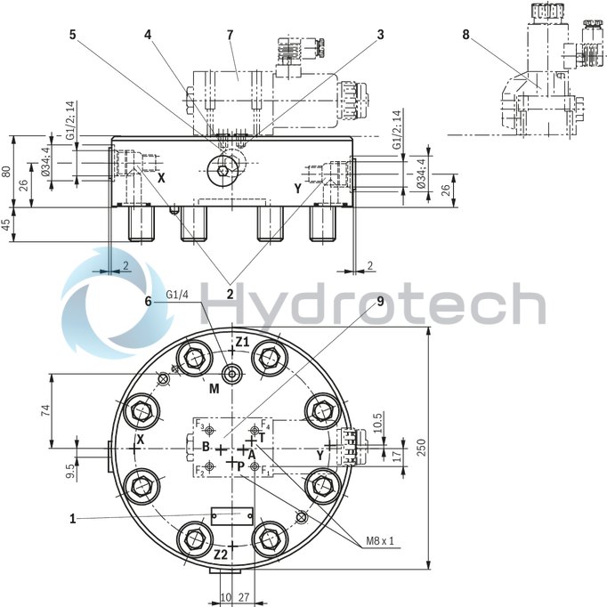 technical illustration-R901383014-Size 40, symbol GWMA, hydraulically actuated