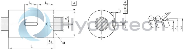 technical illustration-R153246032-Cylindrical single nut ZEM-E-S, size 12 x 5R x 2 - 3
