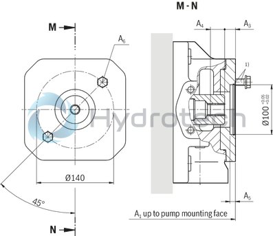 technical illustration-R901375786-A SYHDFEn-1X control system is used for the electro-hydraulic control of swivel angle, pressure and power (partially optional, see ordering code) of an axial piston variable displacement pump.<br>
The control system consists of the following components: A4VSO axial piston variable displacement pump optimized for the operation in the control system VT-DFPn-2X or VT-DFPFD-1X proportional valve as pilot valve with integrated electronics including inductive position transducer for valve position sensing. Position transducer for sensing the swivel angle Pressure transducer with suitable signal level and dynamics (optionally HM 20, separate order)