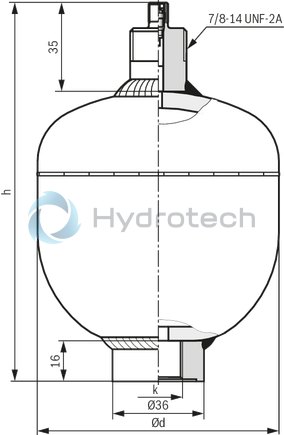 technical illustration-0531610632-Hydraulic accumulator as per Pressure Equipment Directive 97/23/EC Diaphragm material for different applications