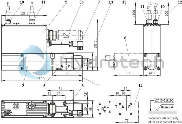 technical illustration-R901355815-Pilot valve for the pressure and flow control system SY(H)DFE. Operation through a proportional solenoid with electrical feedback Control electronics: VT-DFPn for Sytronix DFEn 5000 (SY(H)DFEn) &rarr; integrated, digital with CAN bus interface, for variable-speed operation