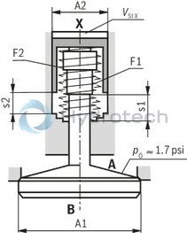 technical illustration-R901070943-Size 40, A &rarr; B, hydraulically actuated