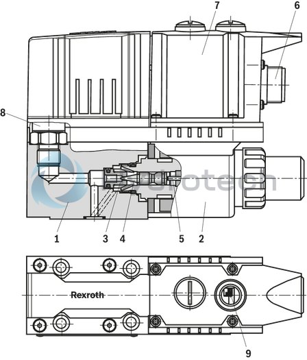 technical illustration-R901389528-Size 6, P &rarr; T, electrical with integrated electronics, 24 V DC