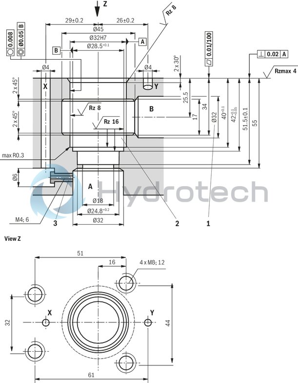technical illustration-R900596961-For subplate mounting Porting pattern according to ISO&nbsp;5781 For threaded connection As cartridge valve 4 optional adjustment types:• Rotary knob• Sleeve with hexagon and protective cap• Lockable rotary knob with scale• Rotary knob with scale 5 pressure ratings Check valve, optional (subplate mounting only)
