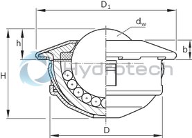 technical illustration-R053611510-Ball transfer units with felt seal &ndash; Size 15