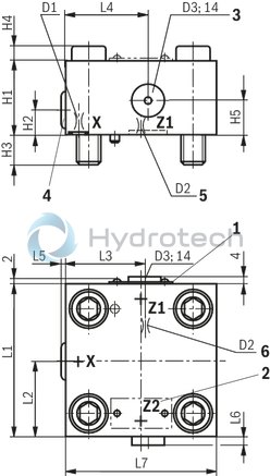 technical illustration-R900938244-Size 63, symbol G, hydraulically actuated