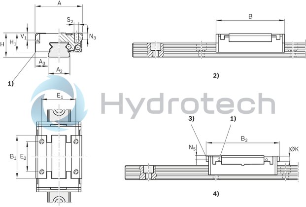 technical illustration-r044289401-Miniature ball runner block, SNS, size 9, Resist NRII, accuracy standard, preload-free