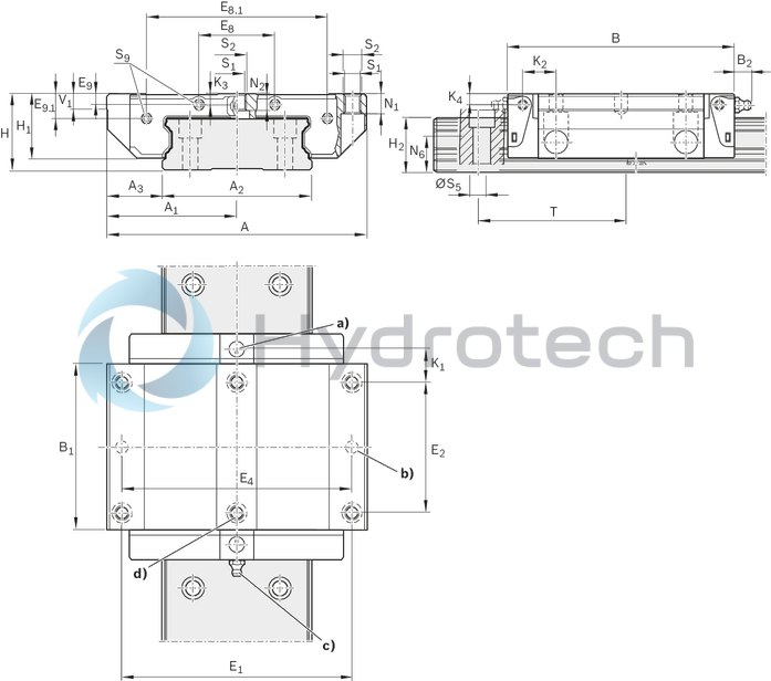 technical illustration-r167121420-Ball runner block, BNS, size 25, steel CS, accuracy standard, low preload, without ball chain