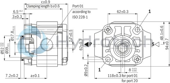 technical illustration-R900932269-INTERNAL GEAR PUMP, size 16, pressure 250 bar for industrial and mobile applications, open circuit
