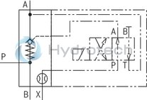 technical illustration-R901090317-Pilot operated check valve in sandwich plate design Directional valve set-up, optional High-pressure connection (NG32 &hellip; 160) Integrated throttle check valve (NG50, 63, 80 and 200)