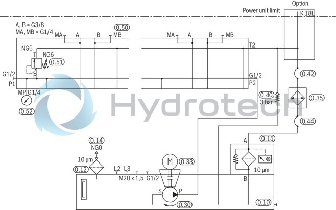 technical illustration-R919101941-Stable aluminum tank Modular design Compact power unit design Individual adaptation possible Versatile possible applications Additional options possible Clear, maintenance-friendly arrangement
