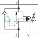 technical illustration-R900943087-Suitable for use as preload, sequencing and changeover valve For subplate mounting Porting pattern according to ISO&nbsp;5781 As cartridge valve 4&nbsp;pressure ratings 4 adjustment types:<br>
&bull; Rotary knob<br>
&bull; Sleeve with hexagon and protective cap<br>
&bull; Lockable rotary knob with scale<br>
&bull; Rotary knob with scale Check valve, optional