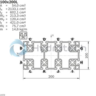 technical illustration-3842529357-Strut profile 100x200L 3x=L6070mm