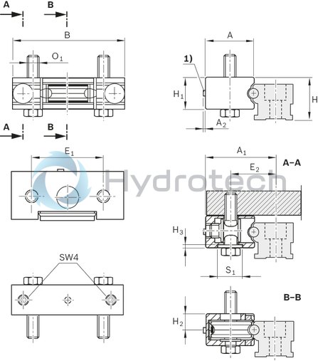 technical illustration-R190315210-The cam roller single bearing is characterized by the following product features: Format SKS, size 52, aluminum, accuracy economic, load class FN