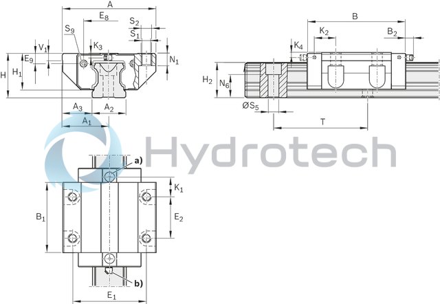 technical illustration-R169381410-Ball runner block, FNN, size 20, steel CS, accuracy standard, low preload, without ball chain