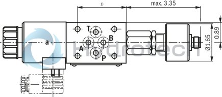 technical illustration-R900945999-Direct-controlled directional slide valve with solenoid actuation Sandwich plate valve As stop straight-through valve or stop straight-through short circuit valve Porting pattern according to DIN&nbsp;24340 form&nbsp;A (without locating hole), (standard) Porting pattern according to ISO&nbsp;4401-03-02-0-05 (with locating hole) Wet-pin AC or DC solenoids Manual override, optional
