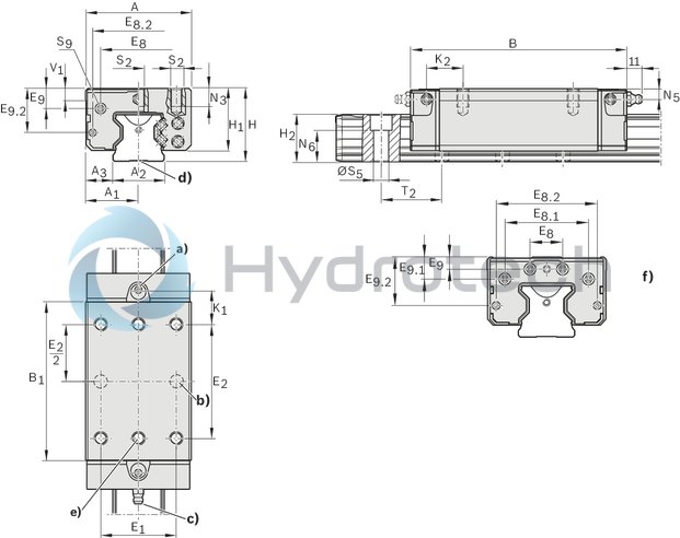 technical illustration-R18234222A-Roller Runner Block , SLS, Size 45, Steel CS, Accuracy Precision, Medium Preload