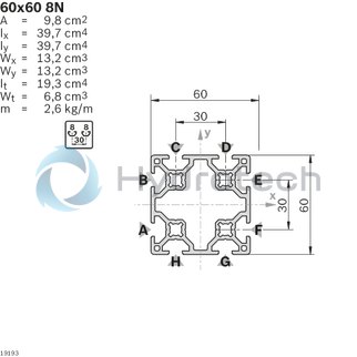 technical illustration-3842535176-Strut profile 60x60 8N, 20xL=6070mm