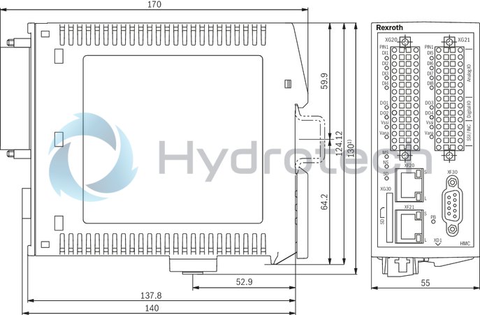 technical illustration-R901441904-Hydraulic motion control for two axes, functional scope: Position, pressure, force, velocity, alternating control (position/force or p/Q)