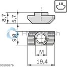 technical illustration-3842536602-T-nut 8 mm slot stainless steel M6